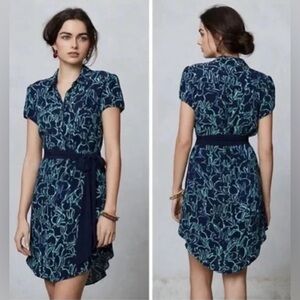 Maeve Navy and Teal Rabbit Dress